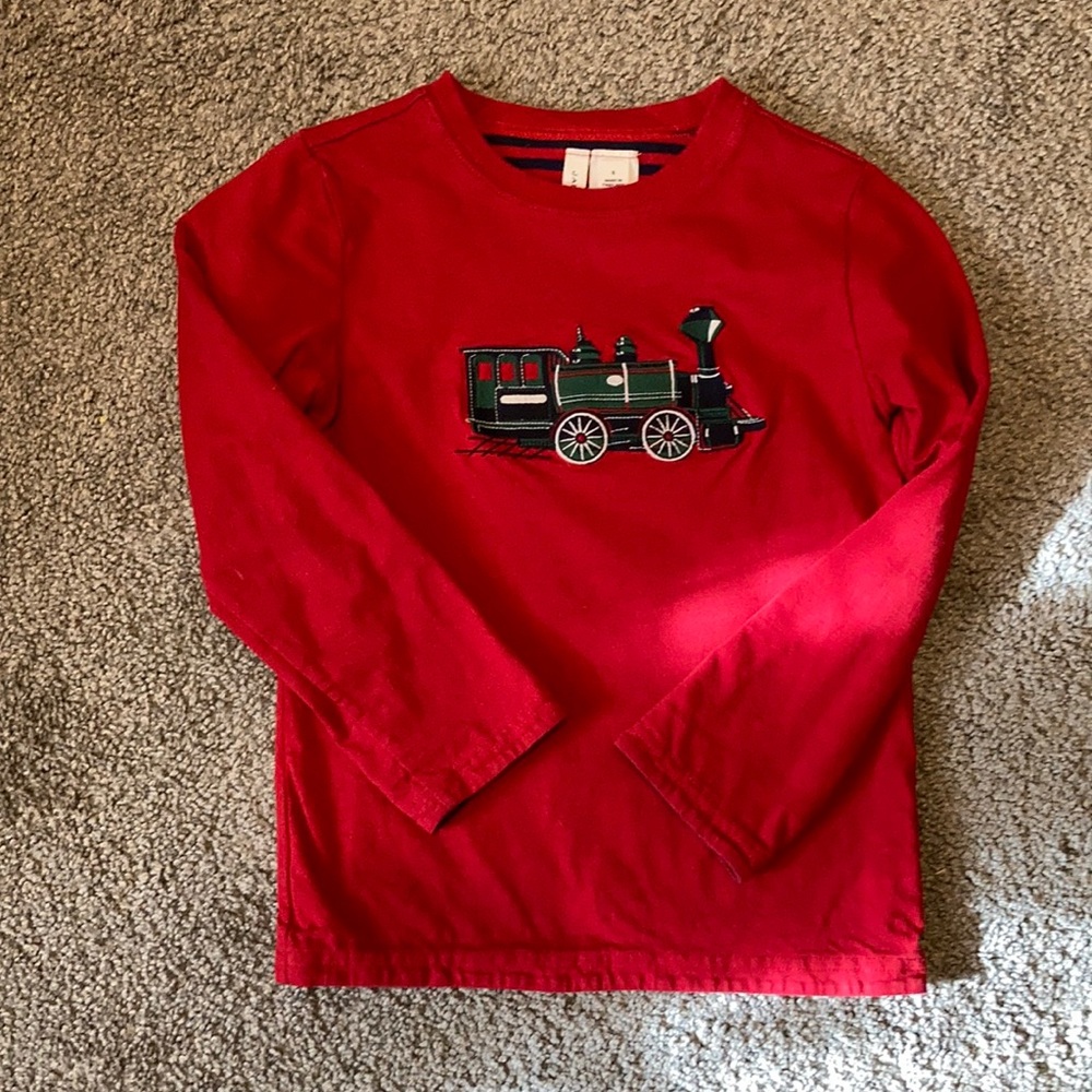 Janie and Jack Train Top. Size 6. Red. Reversible